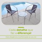 Conjunto Mesa Centro Com 2 Cadeiras Alumínio Leve Varanda Área Externa Casa Luxo Resistente Modelo Canela