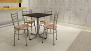 Conjunto Mesa Cinza Tampo Preto 70x70 Laumar com 4 Cadeiras Epoxi
