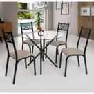 Conjunto Mesa Ciplafe Slim 90cm 4 Cadeiras Preto Com Bege