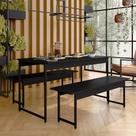 Conjunto Mesa Com 2 Bancos Estilo Industrial Lugano Preto Fosco - M.a Conjunto Mesa Com 2 Bancos Estilo Industrial Lugano Preto Fosco - M.a