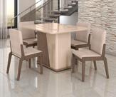 Conjunto Mesa com 4 Cadeiras Harmonia Marrom/Carvalho/Fendi