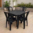 Conjunto Mesa Com 4 Cadeiras Plásticas Inmetro 182kg Preta
