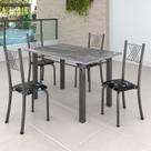 Conjunto Mesa com 4 Cadeiras Tampo de Granito Topázio Sara Yescasa Prata/Preto Floral/Mart
