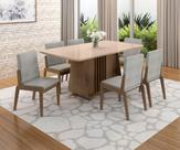 Conjunto Mesa com 6 Cadeiras Harpa Marrom/Carvalho/Fendi Conjunto Mesa com 6 Cadeiras Harpa Marrom/Carvalho/Fendi