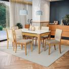 Conjunto Mesa com 6 Cadeiras Madeira Maciça Tampo em Mdf e Vidro Temperado Mira