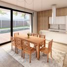 Conjunto Mesa com 8 Cadeiras Empilháveis Madeira Maciça Conjunto Mesa com 8 Cadeiras Empilháveis Madeira Maciça