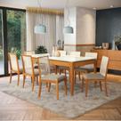 Conjunto Mesa com 8 Cadeiras Madeira Maciça Tampo em Mdf e Vidro Temperado Mira