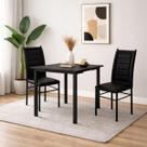 Conjunto Mesa Com Cadeiras Jantar Sala Cozinha Copa Home Mdf Retangular Industrial Estofada Pés Tubo Ferro Preto Tampo Madeira Preto 4 Lugares