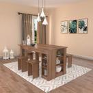 Conjunto Mesa com Nichos e 4 Bancos