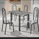 Conjunto Mesa Cozinha Granito 120cm 4 Cadeiras Aço Prata Atenas Matelado/Ocre Conjunto Mesa Cozinha Granito 120cm 4 Cadeiras Aço Prata Atenas Matelado/Ocre