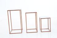 Conjunto Mesa Cubinho Decorativo Rose Gold com Tampo Pinus