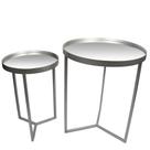 Conjunto Mesa De Apoio E Lateral Espelhada Prata - D'rossi