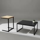 Conjunto Mesa de Apoio Sofa Mel e Mesa Centro Preto
