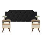 Conjunto Mesa De Cab Com Gaveta Cabeceira Estofada Box Para Cama Queen