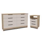 Conjunto Mesa de Cabeceira 45cm e Cômoda 8 gavetas 160cm Barcelona Politorno Móveis