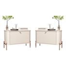 Conjunto Mesa de Cabeceira Albania Off White Bronze