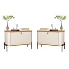 Conjunto Mesa de Cabeceira Albania Off White Nature Preto