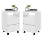 Conjunto Mesa de Cabeceira com Rodízios Nadi Branco