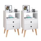 Conjunto Mesa de Cabeceira Kit Mesinha Canto Quarto Lateral Cama 2 Gavetas Organizadoras Retrô Quarto - Várias Cores - Dream RPM
