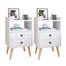 Conjunto Mesa de Cabeceira Kit Mesinha Canto Quarto Lateral Cama 2 Gavetas Organizadoras Retrô Quarto - Várias Cores - Dream RPM