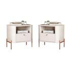 Conjunto Mesa de Cabeceira Malta Off White Bronze