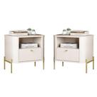 Conjunto Mesa de Cabeceira Malta Off White Dourado