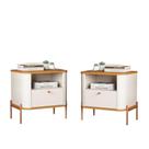 Conjunto Mesa de Cabeceira Malta Off White Nature Bronze