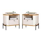 Conjunto Mesa de Cabeceira Malta Off White Nature Preto