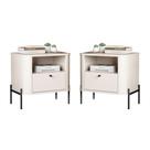 Conjunto Mesa de Cabeceira Malta Off White Preto