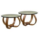 Conjunto Mesa de Centro e Lateral Pés Cebola Espelhada