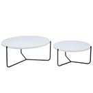Conjunto mesa de centro Iron com ferro e Mdf Preto/Branco