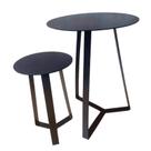 Conjunto Mesa de Centro / Mesa de Canto - Linha Industrial - Ferro Chato Maciço