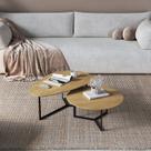 Conjunto Mesa de Centro Trento Organica e Redonda 35cm X 90cm X 60cm - 30cm X 67cm X 67cm