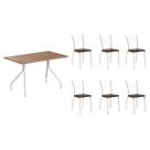 Conjunto: Mesa de Cozinha 1556 Aço 136cm + 6 Cadeiras 1700 Prata/Freijo - Prata/Corano Cacau - Carraro Conjunto: Mesa de Cozinha 1556 Aço 136cm + 6 Cadeiras 1700 Prata/Freijo - Prata/Corano Cacau - Carraro