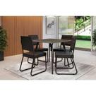 Conjunto: Mesa de Cozinha 1569 Aço c/ Tampo Madeirado 90x90cm e 4 Cadeiras 1736 Preto/Legno - Preto - Carraro