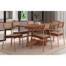 Conjunto: Mesa de Cozinha Átria 1592 Aço c/ Tampo Madeirado 160x90cm e 6 Cadeiras Lux Rose/Freijo/Nogal - Rose/Areia - Caramelo - Carraro