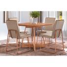 Conjunto: Mesa de Cozinha Átria 1593 Aço c/ Tampo Madeirado 90x90cm e 4 Cadeiras Lira Rose/Freijo/Nogal - Rose/Areia - Caramelo - Carraro