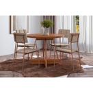 Conjunto: Mesa de Cozinha Átria 1594 Aço c/ Tampo Madeirado 100cm e 4 Cadeiras Lou Rose/Freijó/Nogal - Rose/Areia - Carraro