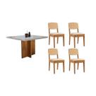 Conjunto: Mesa de Cozinha Berlim Curvo 90cm + 4 Cadeiras Havana Naturale/Off White - Suede Creme - Rufato Conjunto: Mesa de Cozinha Berlim Curvo 90cm + 4 Cadeiras Havana Naturale/Off White - Suede Creme - Rufato