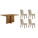 Conjunto: Mesa de Cozinha Berlim Tampo Curvo 120cm+4 Cadeiras Dakota Madeira Naturale - Capuccino/Suede Creme - Rufato Conjunto: Mesa de Cozinha Berlim Tampo Curvo 120cm+4 Cadeiras Dakota Madeira Naturale - Capuccino/Suede Creme - Rufato