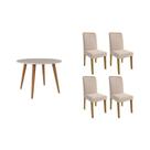 Conjunto: Mesa de Cozinha Dani c/ Tampo Madeirado c/ Vidro 110cm e 4 Cadeiras Clarice Nature/Suede Nude Bege - Cimol Conjunto: Mesa de Cozinha Dani c/ Tampo Madeirado c/ Vidro 110cm e 4 Cadeiras Clarice Nature/Suede Nude Bege - Cimol