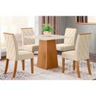 Conjunto: Mesa de Cozinha Dora Tampo Madeirado 90x90cm e 4 Cadeiras Vita Nature/Linho - Henn