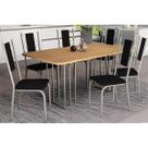 Conjunto: Mesa de Cozinha Duina c/ Tampo de Madeira 160cm e 6 Cadeiras Lisboa Niquel/Freijo - Courano Preto - Kappesberg Conjunto: Mesa de Cozinha Duina c/ Tampo de Madeira 160cm e 6 Cadeiras Lisboa Niquel/Freijo - Courano Preto - Kappesberg