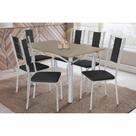Conjunto: Mesa de Cozinha Elba Tampo Madeirado c/ Vidro 120cm e 6 Cadeiras Lisboa Cromada/Freijo Bronze - Courano Preto - Kappesberg Conjunto: Mesa de Cozinha Elba Tampo Madeirado c/ Vidro 120cm e 6 Cadeiras Lisboa Cromada/Freijo Bronze - Courano Preto - Kappesberg
