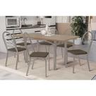 Conjunto: Mesa de Cozinha Elba Tampo Madeirado c/ Vidro 160cm e 6 Cadeiras Holanda Niquel/Freijo Bronze - Courano Marrom - Kappesberg