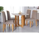 Conjunto: Mesa de Cozinha Flora Tampo Madeirado c/ Vidro 95X95cm e 4 Cadeiras Nicole Nature/Linho Bege - Cimol Conjunto: Mesa de Cozinha Flora Tampo Madeirado c/ Vidro 95X95cm e 4 Cadeiras Nicole Nature/Linho Bege - Cimol