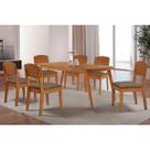 Conjunto: Mesa de Cozinha Havana c/ Tampo Madeirado Canto Curvo 180x90cm e 6 Cadeiras Havana Naturale - Suede Capuccino - Rufato