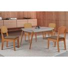 Conjunto: Mesa de Cozinha Havana Curvo 120cm + 4 Cadeiras Havana Naturale/Off White - Suede Capuccino - Rufato