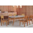Conjunto: Mesa de Cozinha Havana Tampo c/ Vidro Curvo 180cm+6 Cadeiras Havana Naturale/Off White - Linho Capuccino - Rufato
