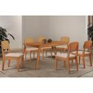 Conjunto: Mesa de Cozinha Havana Tampo Curvo 180cm+6 Cadeiras Havana Naturale - Suede Creme - Rufato